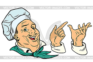 Set French or Italian cook and hand gestures - vector clipart