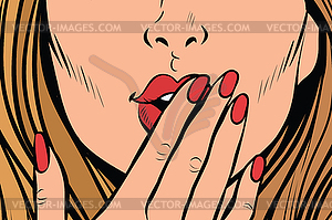 Female hand closed mouth - vector clipart
