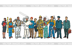 Set people of different professions standing in - vector clipart