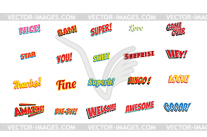 Cartoon words label set - vector clipart