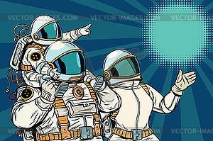 Astronauts family, father mother and child - vector clipart / vector image