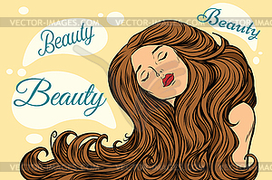 Beautiful woman with long hair - vector image