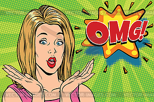 Omg Pop art kitsch woman - vector image