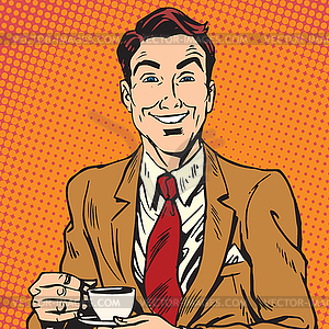 Printavatar portrait of man drinking coffee - vector image