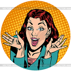 Surprise woman pop art avatar character icon - vector clip art