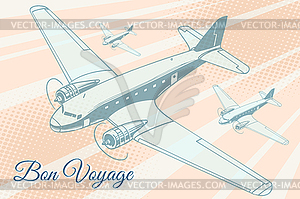 Bon voyage aviation background - vector image