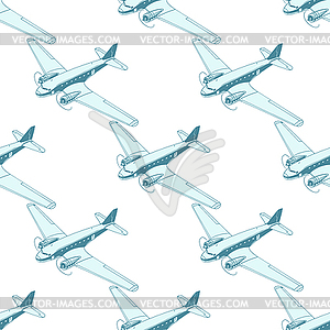 Самолет авиационный авиационный воздушный транспорт бесшовный - векторное изображение клипарта