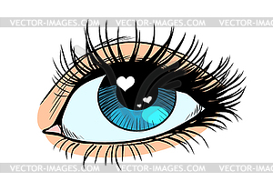 Heart glare in eye - color vector clipart
