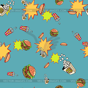 Fast food seamless pattern background - vector image