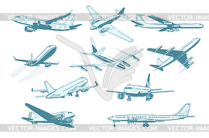 Set aircraft air transport isolate - vector clipart