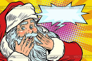 Surprised reaction. Santa Claus Christmas character - vector clipart