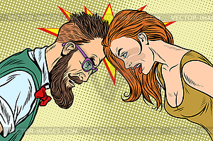 Man vs woman, confrontation and competition - vector clip art