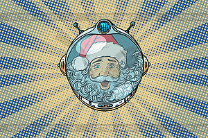 Space helmet with Santa Claus astronaut - vector image