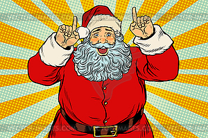 Santa Claus pointing finger up - vector clip art