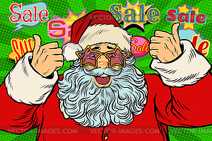 Sale background Santa Claus in star glasses - vector image