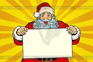 Joyful Santa Claus with poster template - vector image