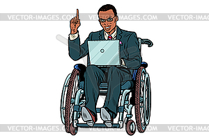 African businessman in wheelchair - vector image