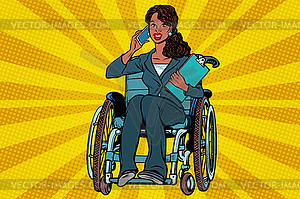 Beautiful African woman disabled businesswoman - vector image