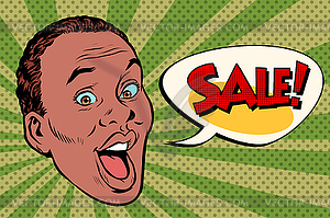 Head pop art style sale African man - vector clipart