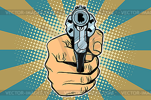 Bitcoin currency money Finance revolver in hand - vector clip art