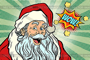 Wow Santa Claus Pop art retro - vector image