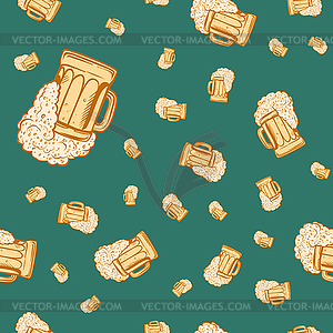 Beer mug seamless pattern - vector clipart