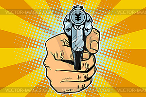 Yen currency money Finance revolver in hand - vector image