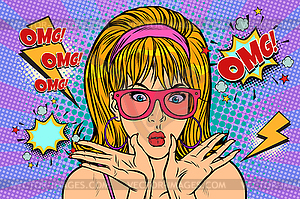Energy OMG comic woman - vector clipart