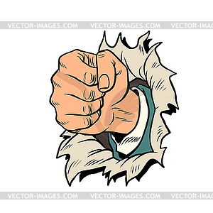 Fist punches paper - vector clipart