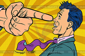Boss threatens finger to businessman - vector image