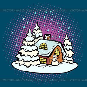 Сказочный пряничный рождественский дом - векторное графическое изображение