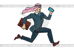Бегущий арабский бизнесмен - рисунок в векторном формате