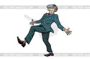 Man playing virtual reality VR glasses - vector clipart