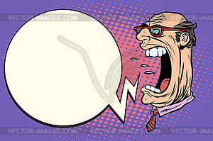 Angry boss screaming, giant head - vector EPS clipart