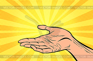 Holding in hand, presentation gesture - vector clipart