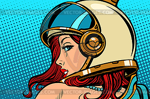 Woman astronaut looking over her shoulder - vector EPS clipart