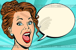 Woman says comic bubble - vector image