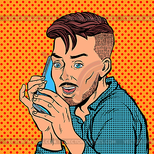 Hipster talking on phone - vector image