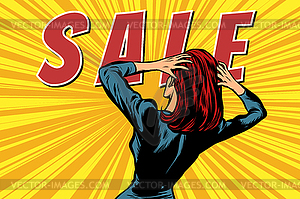 Woman back sale - vector clipart / vector image