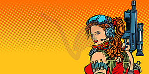 Futuristic woman with guns - vector image