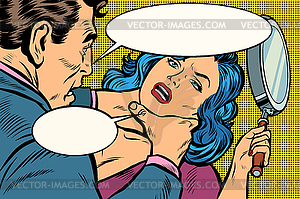 Family violence, husband yells at his wife - vector EPS clipart