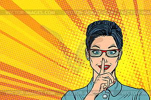 Woman silence gesture - vector image