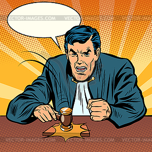 Judge knocks hammer, decision is made - royalty-free vector image