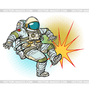 Astronaut kick neutral background - vector image