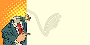 Businessman pointing horizontal orientation - vector clipart