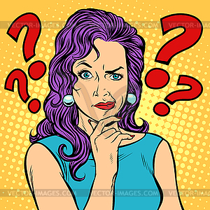 Woman skeptical facial expressions face - vector image