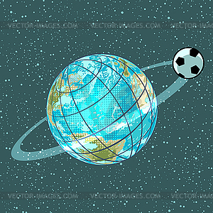 Football soccer ball planet earth championship - vector image