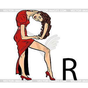 Letter R ar or. Business people silhouette alphabet - vector image