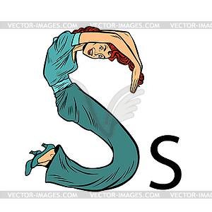 Letter S ess. Business people silhouette alphabet - vector clipart