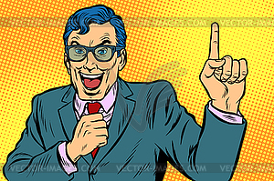 Man pointing finger up - vector clip art